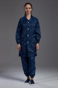 China Lapel Gown Food Processing Clothing Dark Blue Color CE ISO 9001 Certificate factory