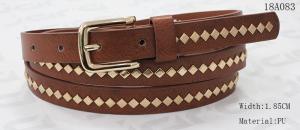 China Polished Patterns Womens Fashion Belts With Gold Buckle And Square Metal Studs 1.85cm Width factory