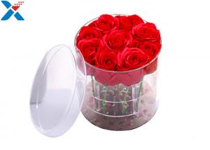 China Customized Thickness Acrylic Flower Box Round 11 Rose Containers With Lid factory
