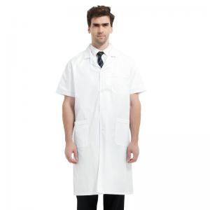China Customizable Lab Gown Logo Long Sleeve White Smock Pharmacy Uniform Doctor White Lab Coat factory