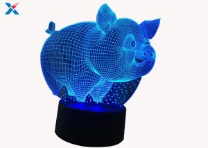 China Customized Acrylic Light Guide Panel 7 Colors Change Cartoon 3D Pig Shape LED Night Light factory