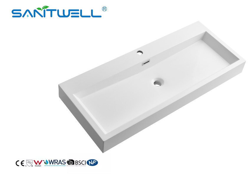 China SW6002-995 Standard Sizes Bathroom Sanitary Ware Stone Resin Basins Rectangle Shape Semi-Counter Sinks factory