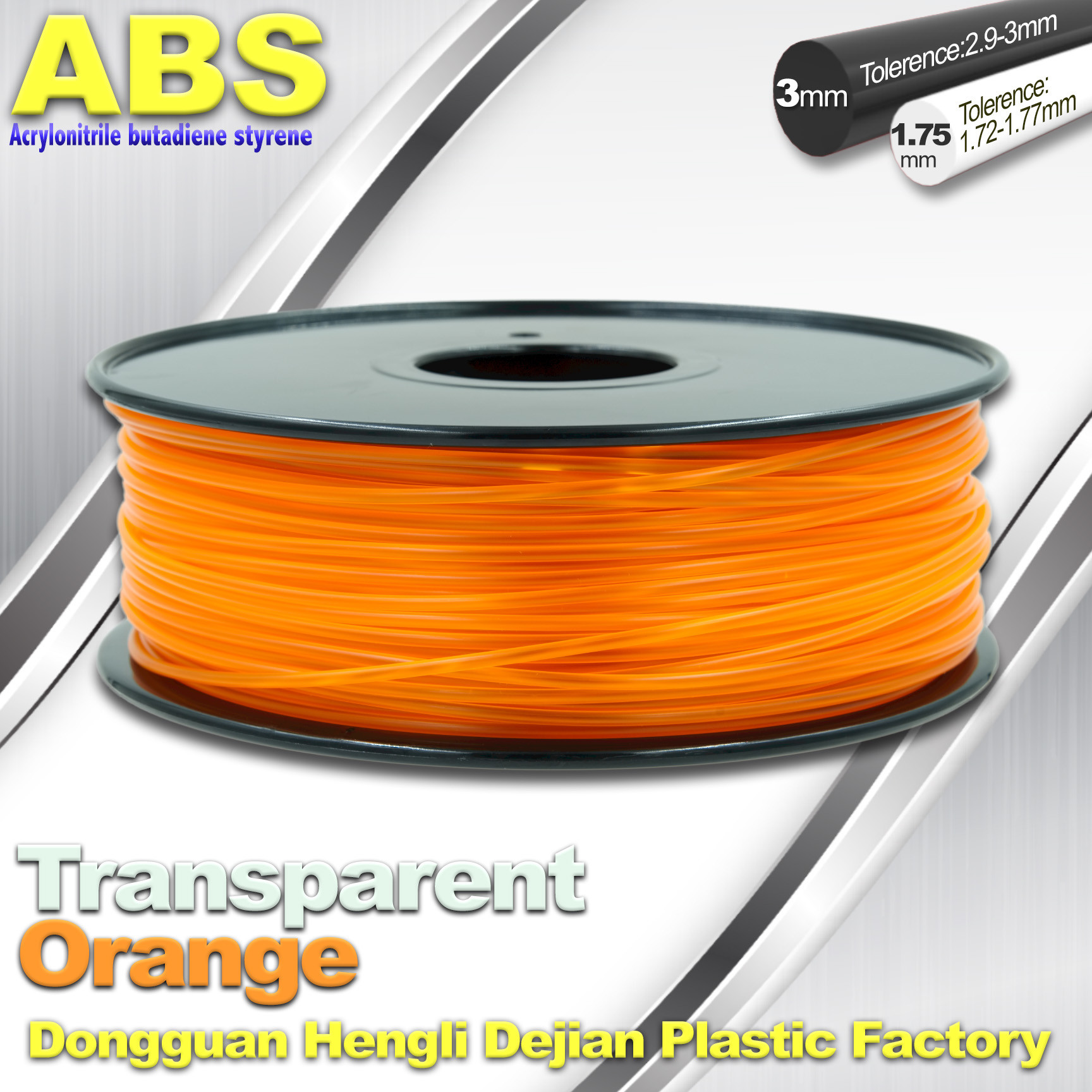 China ABS Desktop 3D Printer Plastic Filament Materials Used In 3D Printing Trans Orange factory