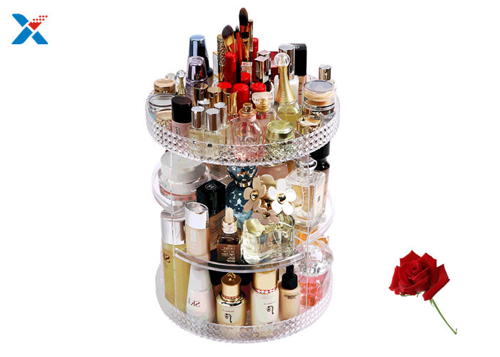 China 360 Degree Rotating Acrylic Cosmetic Makeup Box Storage Organizer Color Customized factory