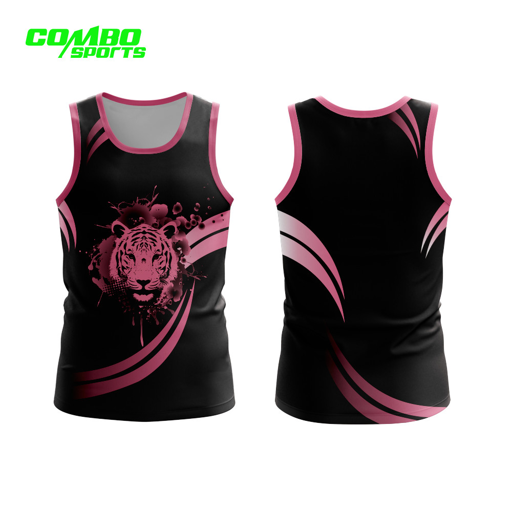 China Sublimation Print Breathable Quick Dry Sports Men Singlet Round Neck factory