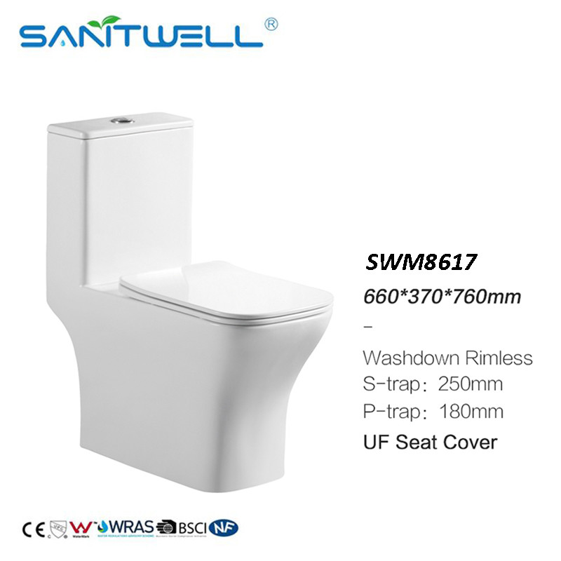 China ceramic toilet seat single toilet round shape washdown one piece toilet SWM8617 factory