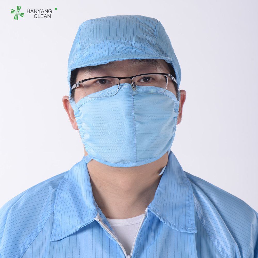 China Anti Static ESD Cleanroom strap Face Mask with adjustable stoppers folding safety mouth nose factory