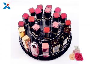 China 2 Tiers Round Acrylic Makeup Organiser 360 Degree Rotating For Displaying Lipsticks factory