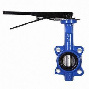 China Cast Iron Butterfly Valve in Wafer/Lug/Grooved Types, with Resilient Seat and Stainless Steel Shaft  factory