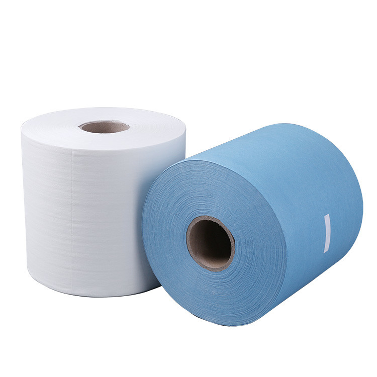 China Disposable Heavy Duty Nonwoven Woodpulp Cellulose Multi Purpose Workshop Industrial Paper Wipe Roll factory