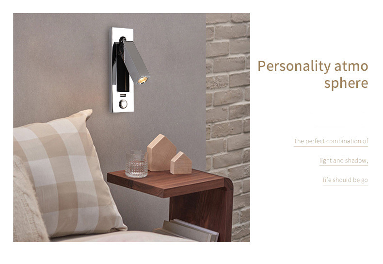 impaction hotel wall light with usb port 3W usb book lighting rechargeable headboard led bed wall light
