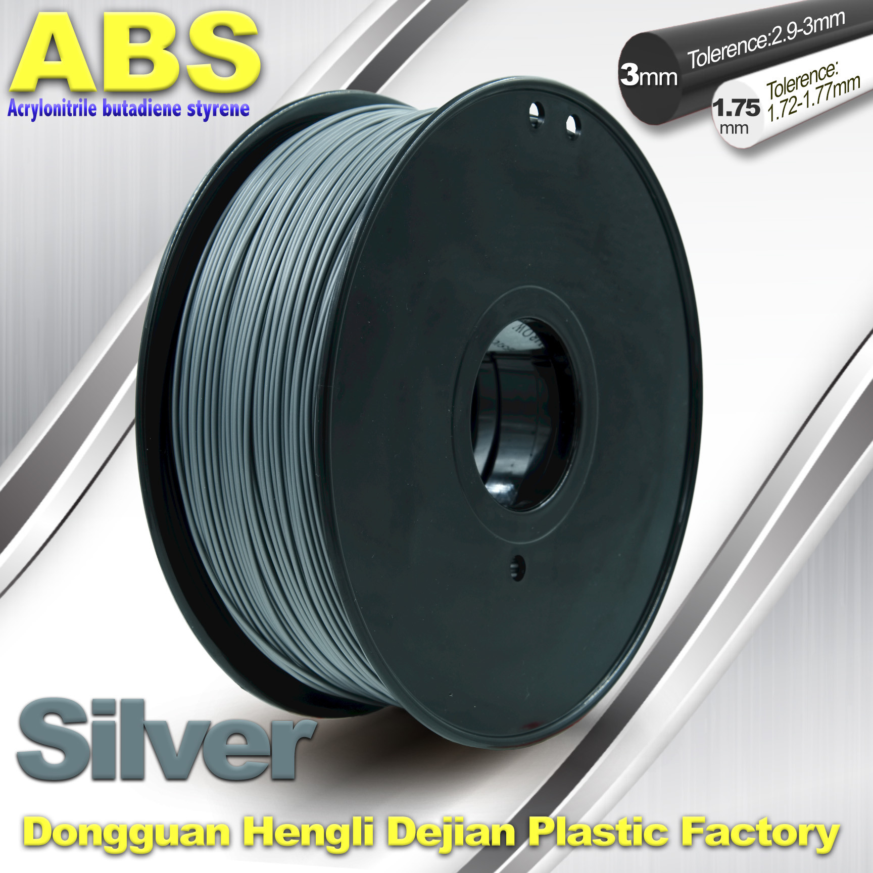 China High strength ABS 3d Printer Filament 1.75mm Silver Filament Materials factory