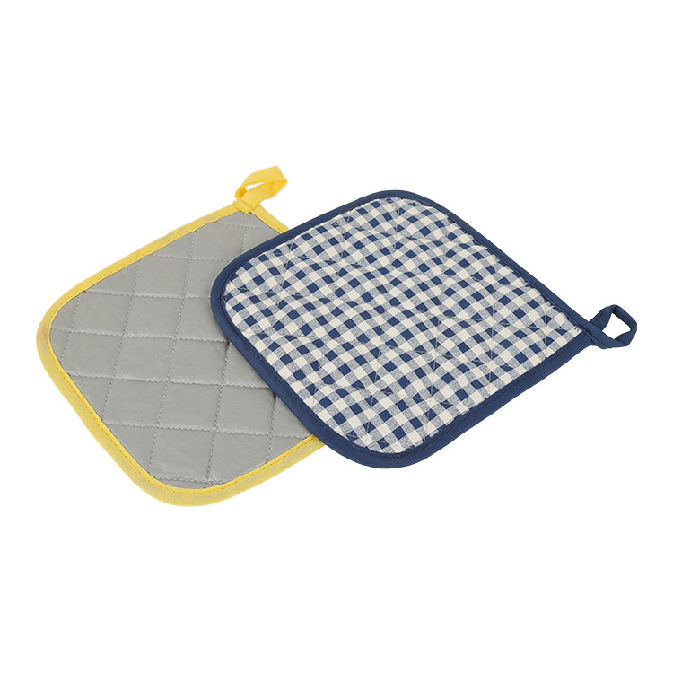 China Small Grid Silver Coating Cotton Cloth Hot Pad Holders For Kicthen Cooking factory