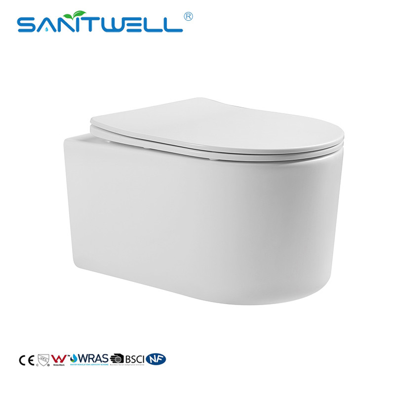 China 180mm P Trap 490mm Rimless One Piece Wall Mounted Toilet factory