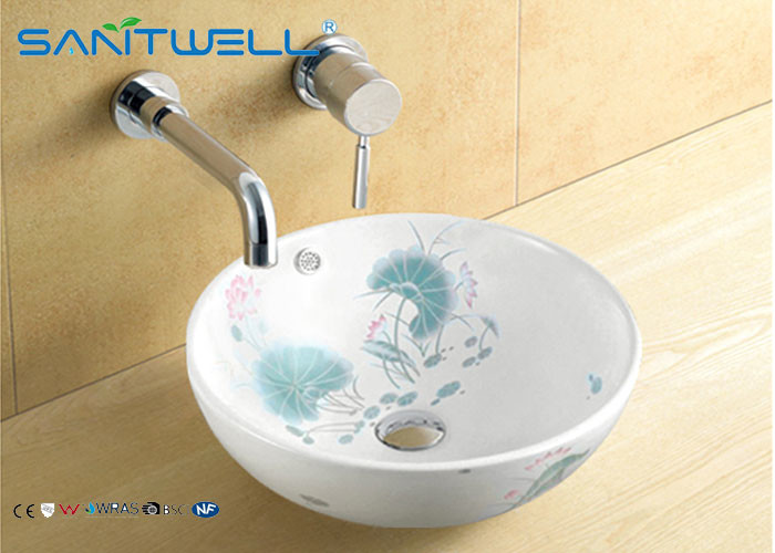 China White Color Round Ceramic Thin Side Artistic Basin 430*430*170 mm factory