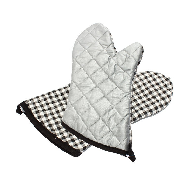 China Silver Coating Cotton Cloth Oven Gloves Double Faced Heat Resistant For Baking factory