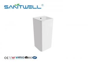 China White Color Bathroom Pedestal Basins Square Shape Mounting Hardware Included With Overflow factory