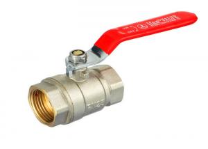 China Forged Water 2 Brass Ball Valve Double Female Thread Red Level Long Handle factory