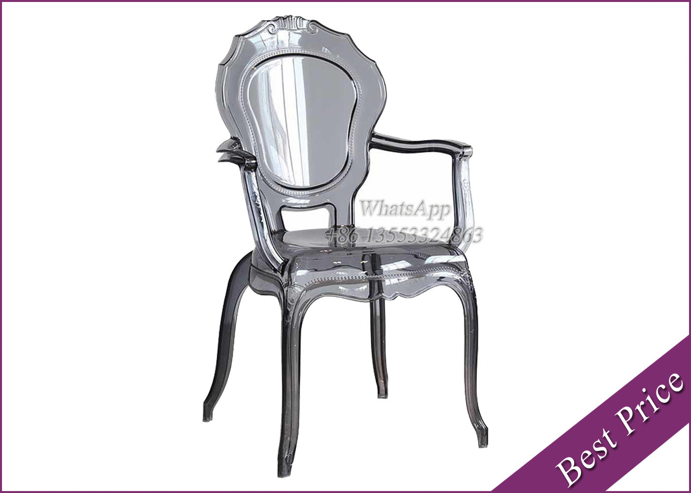 China Outdoor Wedding Clear Crystal Chair With Arms Exporter (YC-117) factory