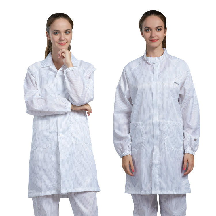 China OEM Unisex Polyester Anti Static Gown Esd Smock Uniform For Cleanroom factory