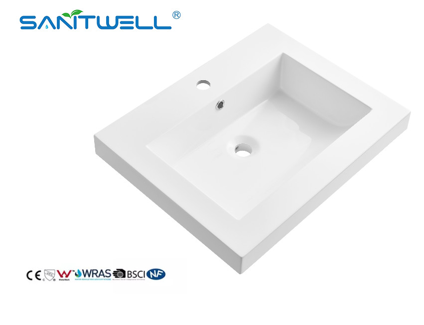 China SWM603 Various Size Customized Acceptable Artificial Stone Basins Matt White Rectangle Shape Washing Hand SInks factory