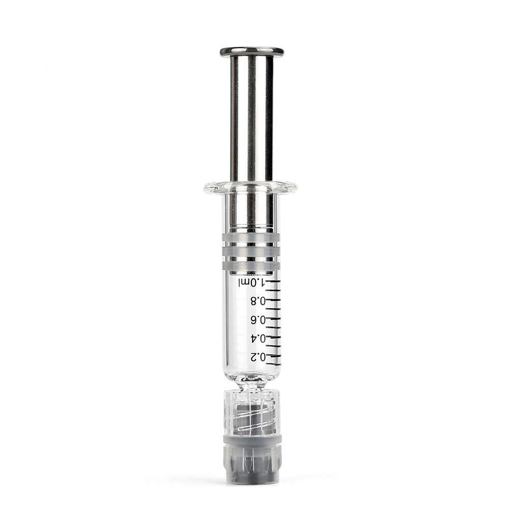 China OEM Medical grade 1ml Glass CBD THC Syringe for THC Oil 100pcs/pack factory