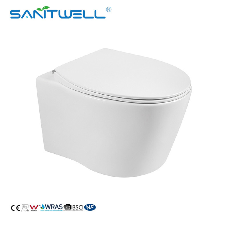 China Concealed Cistern Antibacterial Rimless Wall Flush Toilet factory