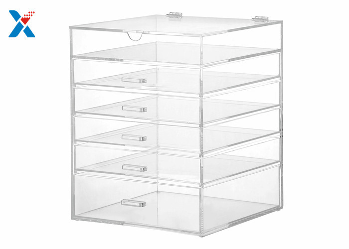 China 6 Tier Acrylic Cosmetic Makeup Organizer , Clear Cube Makeup Organizer With 5 Drawers factory