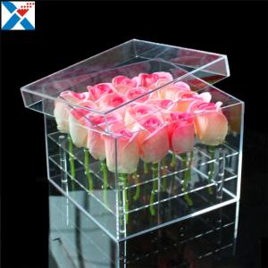 China Durable Square Acrylic Flower Box Makeup Organizer Rose Storage Cosmetic Case factory