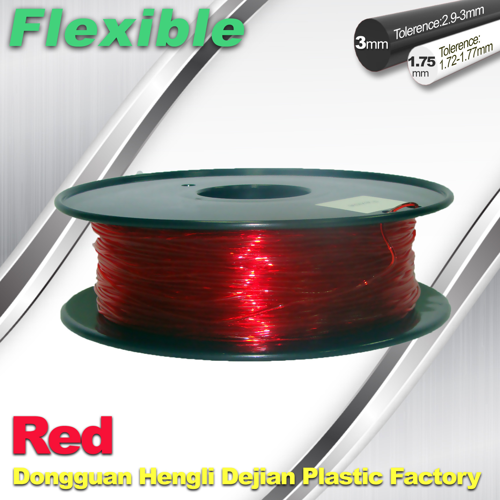 China TPU Flexible 3d Printing Filament 1.75 / 3.0 mm  Red and Transparent factory