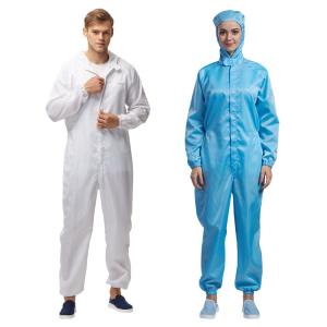 China Reusable Lint Free Zipper Antistatic Esd Coverall Garment Dustproof For Cleanroom factory