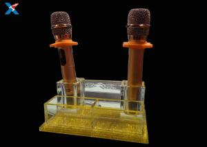 China KTV Crystal Acrylic Microphone Stand ,  Smooth Surface Clear Plastic Display Box factory