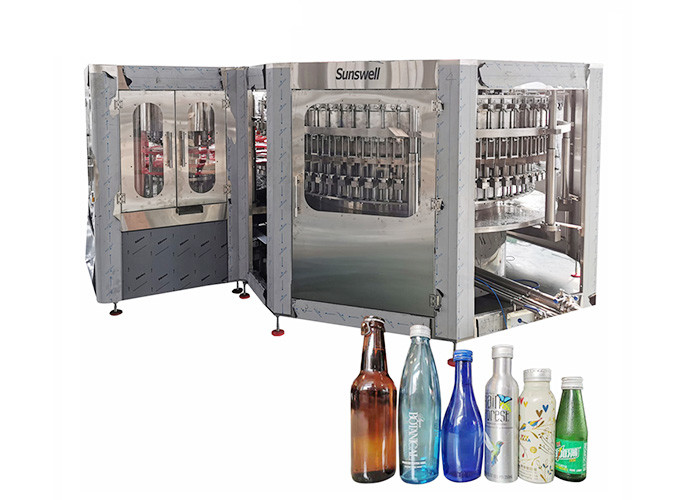 China Automatic Rotary 3 In 1 Glass Bottle Beer Can Filling Machine factory