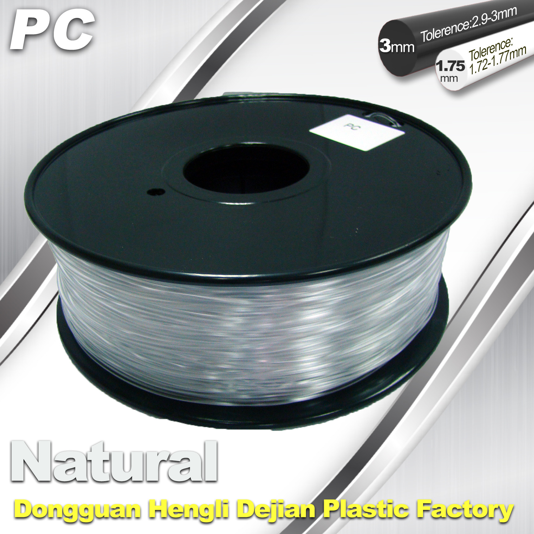 China Good Transmission of Light PC 3D Printer Transparent Filament 1.75mm / 3.0mm factory