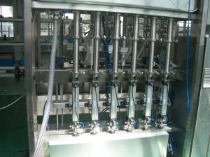China 25 ~ 30 bpm Piston Filling Machine with 6 to 12 filling nozzles for Oil, Syrup & Detergent factory