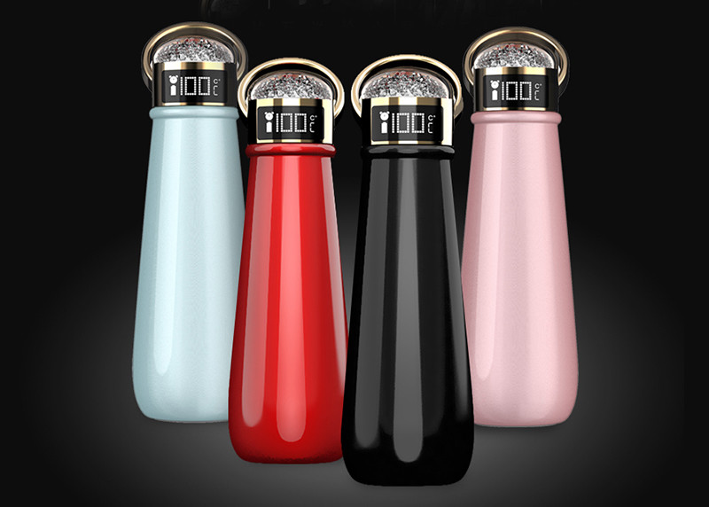 China EW-DD3 Crystal diamond LED thermos bottle luxury stainless steel life vacuum cup factory