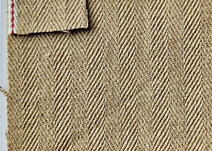 Classic Brown Herringbone Denim Fabric , Twill Jeans Cotton Spandex Denim Fabric