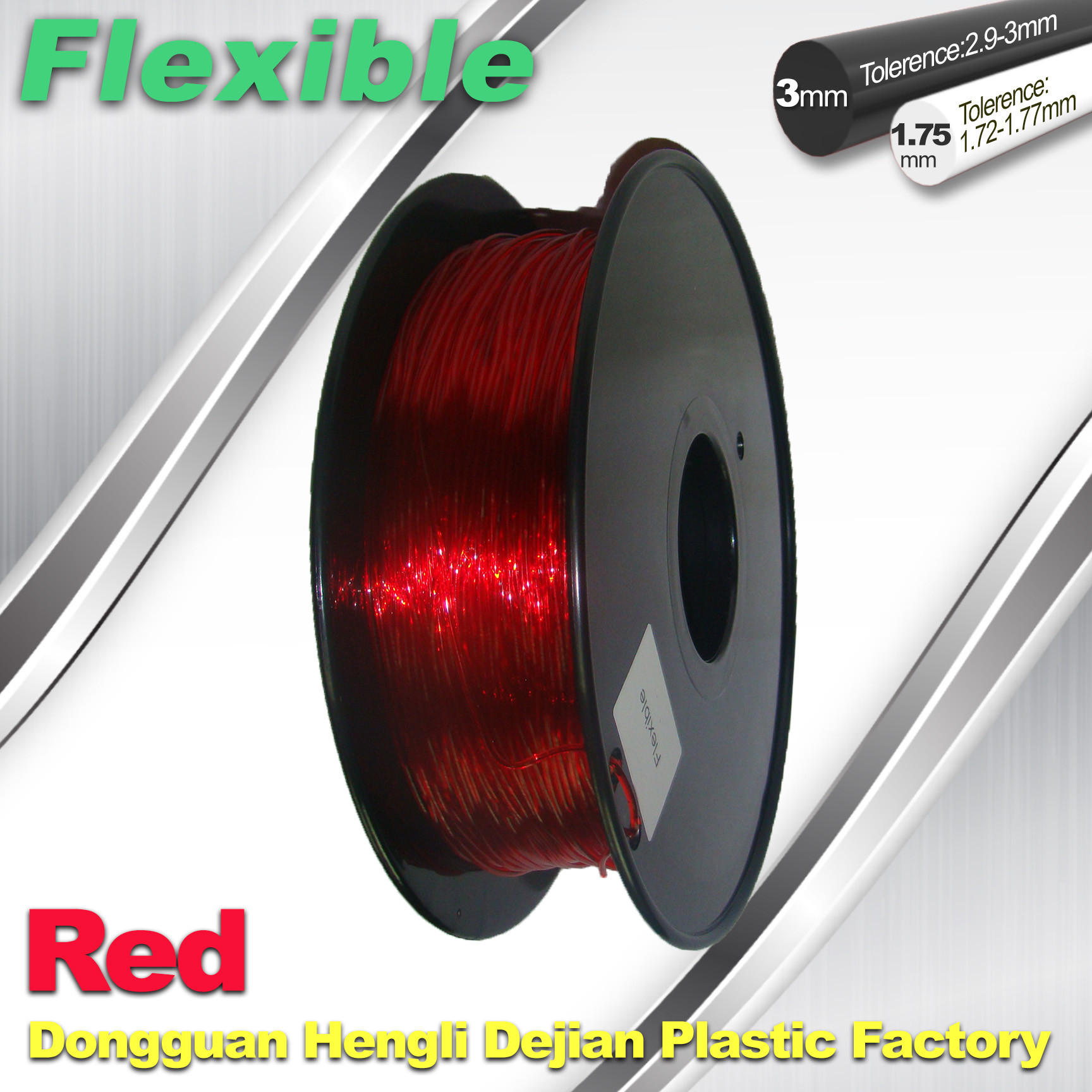China Professional Eco Friendly Flexible( TPU )  Red 3D Printer Filament 1.75mm factory
