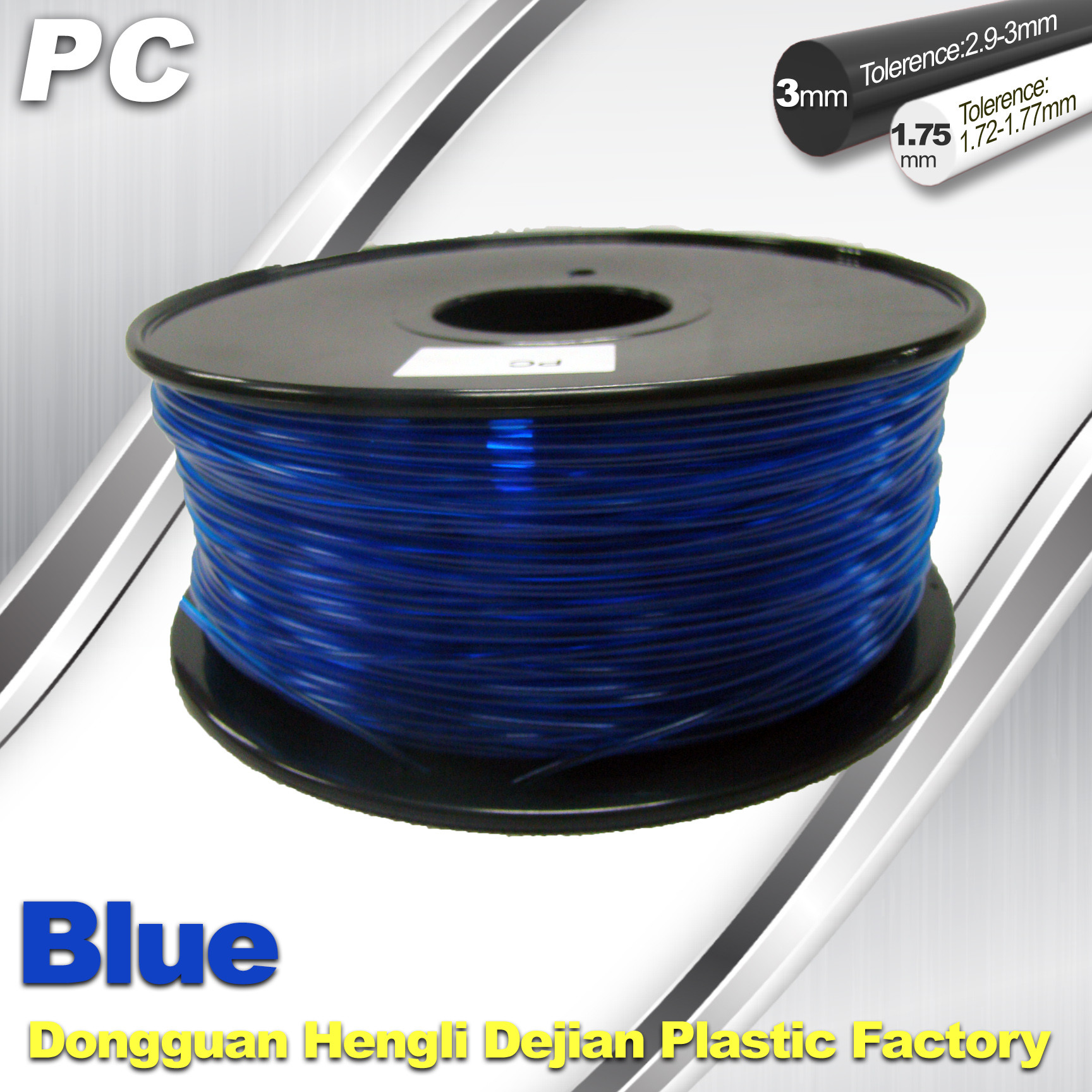 China Blue 3mm Polycarbonate Filament Strength With Toughness1kg / roll PC Flament factory
