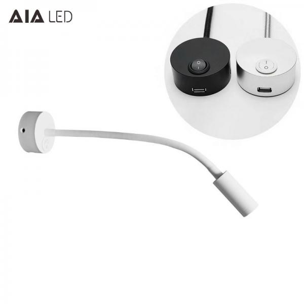 IP40 wall mounted bedside wall light USB 3W hotel &flexible snake led reading light for villa decoration