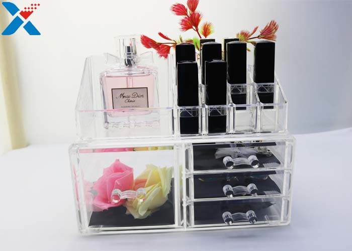 China Rectangle Acrylic Makeup Drawer Organizer / Acrylic Cosmetic Organiser ROHS Approved factory