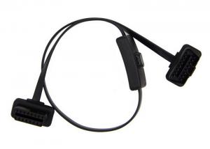 China Flat Ribbon Obd2 Extension Cord With Switch , Obd Extension Lead factory