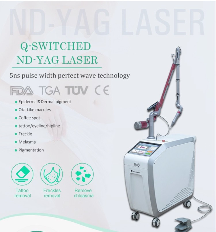 China Professional Q Switched ND Yag Laser Tattoo Removal Machine for Hollywood Peeling factory