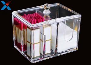 China Transparent Square Acrylic Box , Acrylic Cotton Box Lipstick Display Stand factory