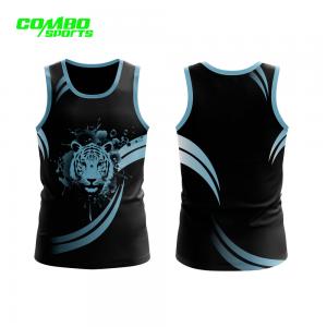 China Sublimation Print Breathable Quick Dry Sports Men Singlet Round Neck factory