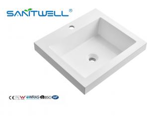 China SWQ510 Sanitary Wate Artificial Stone Basins Small Size Solid Surface Matt White Semi-Counter Basins For Hotel factory