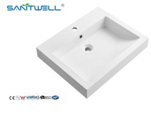 China SW6049-600 New Lavabo Sizes Customized Acceptable Artificial Stone Matt White Durable Stone SInks For Hotel factory