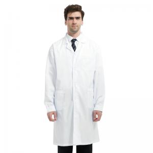 China Customizable Lab Gown Logo Long Sleeve White Smock Pharmacy Uniform Doctor White Lab Coat factory