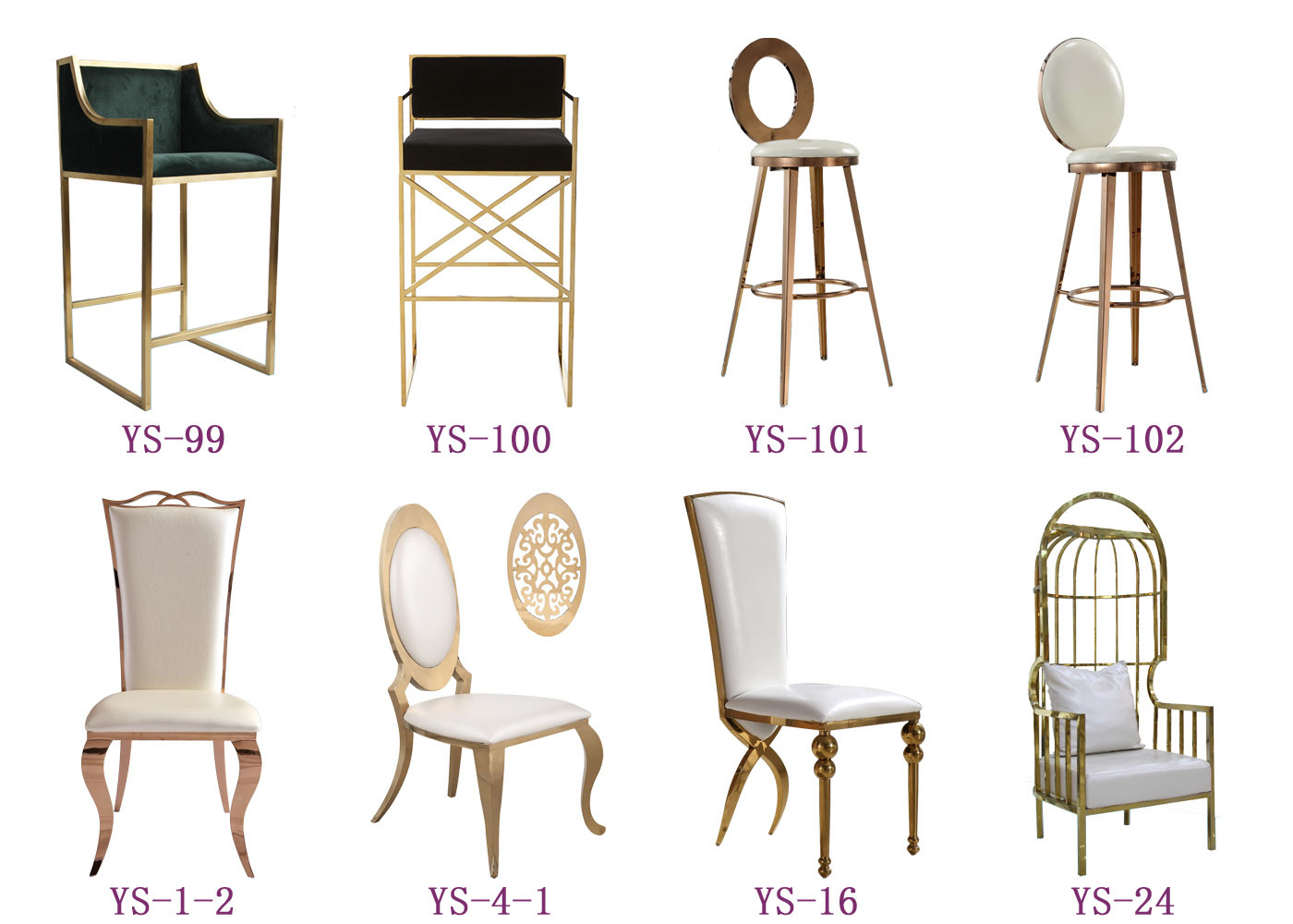 China Stainless Steel Wedding Bar Chairs For Sale From Furniture Manufacturer (YS-101) factory