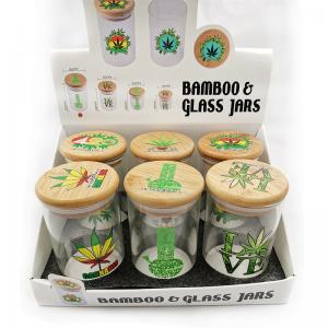 China 108*65mm Glass Dab Jars Concentrate Storage Containers With Bamboo Lid factory